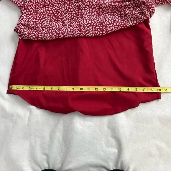 Lightweight Long Sleeve Loose Boho Red & White Floral Blouse Size M - Picture 5 of 8